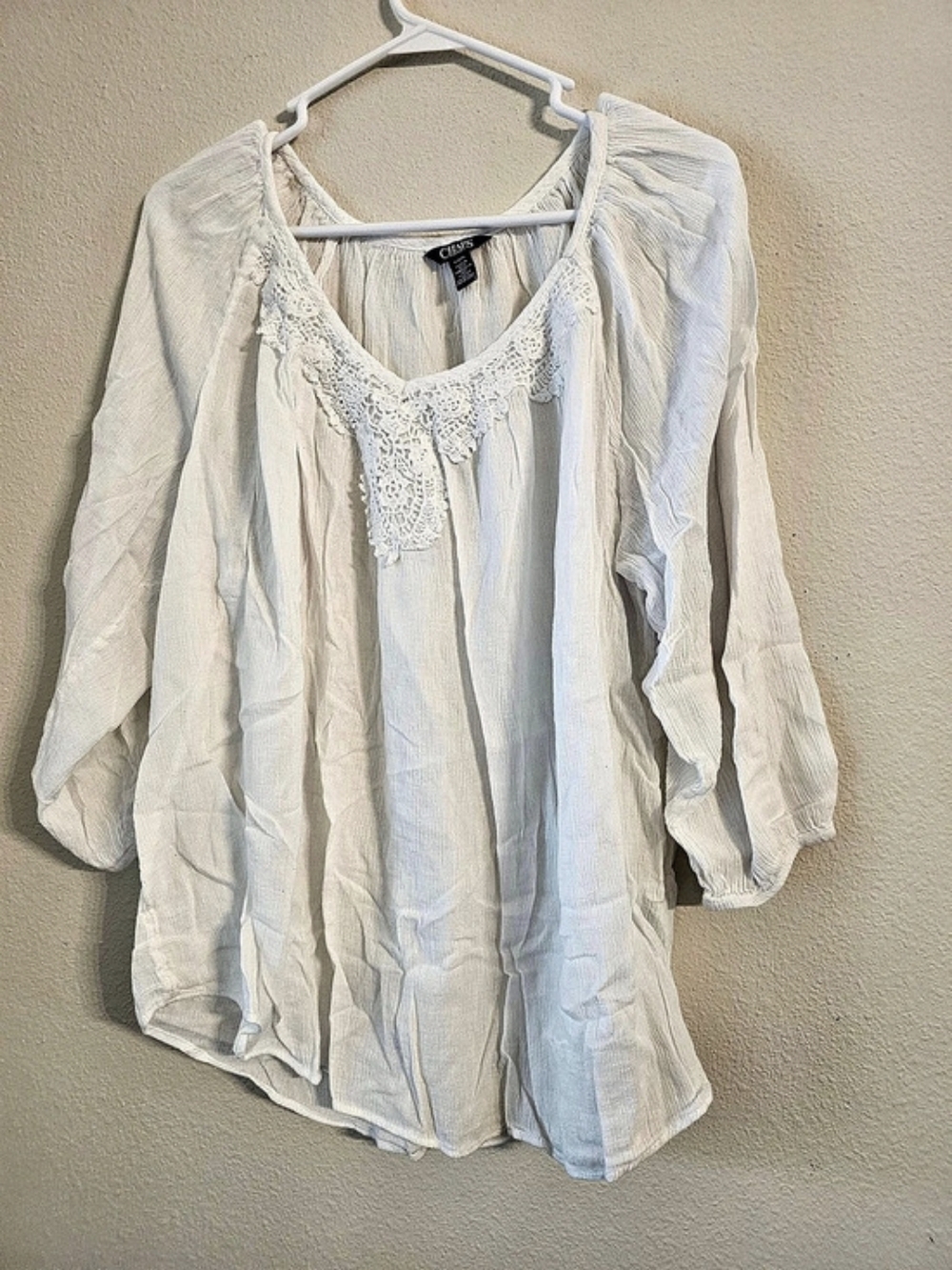 Chaps White Cotton Blouse Size Large Like New